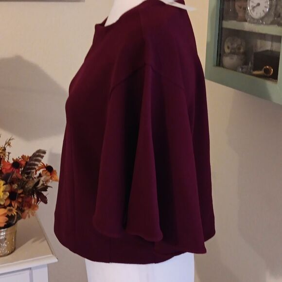 NWT Anthropologie eri & ali Cabernet Cape Sleeve Textured Top - Picture 6 of 13
